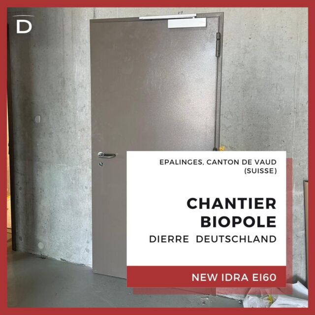 🏗️ CHANTIER : CHANTIER BIOPOLE
📍 OÙ : Epalinges, Canton de Vaud (Suisse)
🚪 PRODUIT : NEW IDRA EI60

Pose de 56 portes métalliques techniques NEW IDRA EI60 1 et 2 vantaux composées de parements en tôle électro-zinguées d’épaisseur 7/10e avec une âme d’isolation laine de roche et de 3 charnières en acier par vantail (2 à ressorts pour aide à la fermeture et 1 réglable en hauteur). Pose sur cadre Z et kit imbotte soudé. 

L’ensemble des portes sont soit équipées d’une serrure 1 point RZ, d’une serrure 1 point SI double cylindre ou d’une serrure 1 point RZ avec fonction anti-panique.

Revêtements intérieur et extérieur : RAL 7006 
Béquillage : béquille double ou béquille / bouton fixe sur rosace finition inox

Intervenants : BRANDT SA.

Ce projet a été suivi par nos confrères de Dierre Deutschland.
Pour les contacter : kontakt@dierre-deutschland.de / www.dierre-tueren.ch. 

#chantier #dierredeutschland #portes #portesmétalliquestechniques #portescoupefeu #sécurité #designitalien