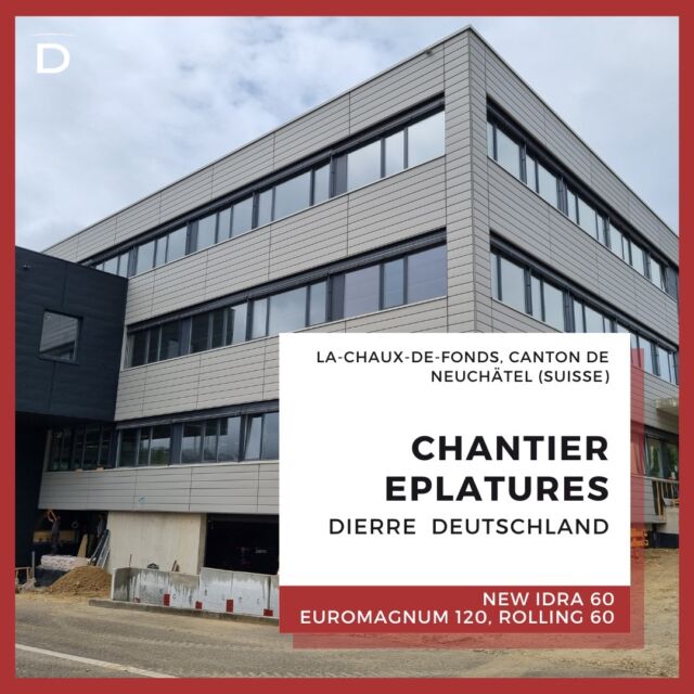 🏗️ CHANTIER : CHANTIER EPLATURES 
📍 OÙ : LA CHAUX DE FONDS, Canton du Neuchâtel (Suisse)
🚪 PRODUIT : NEW IDRA, EUROMAGNUM, ROLLING

Pose de 45 portes métalliques techniques NEW IDRA EI60 1 et 2 vantaux composées de parements en tôle électro-zinguées d’épaisseur 7/10e avec une âme d’isolation laine de roche et de 3 charnières en acier par vantail (2 à ressorts pour aide à la fermeture et 1 réglable en hauteur). Pose sur cadre Z. 

Elles sont équipées soit de serrure 1 point RZ ou RZ avec fonction anti-panique E, de ventouses électromagnétique 24v et de faire portes. 

Revêtements intérieur et extérieur : RAL 7016 et 9016
Béquillage : Béquille double ou béquille / bouton fixe sur rosace finition inox. 

Pose également d’une porte EUROMAGNUM EI120 2 vantaux avec cadre Z et ventouse électromagnétique 24v et d’une porte métallique coulissante ROLLING EI60 avec un amortisseur de fin de course, un régulateur de vitesse et une ventouse électromagnétique. 

Revêtements intérieur et extérieur : RAL 7016

Intervenants : WIMO INVEST SA

Ce projet a été suivi par nos confrères de Dierre Deutschland.
Pour les contacter : kontakt@dierre-deutschland.de / www.dierre-tueren.ch. 

#chantier #dierredeutschland #portes #portesmétalliquestechniques #portescoupefeu #sécurité #designitalien